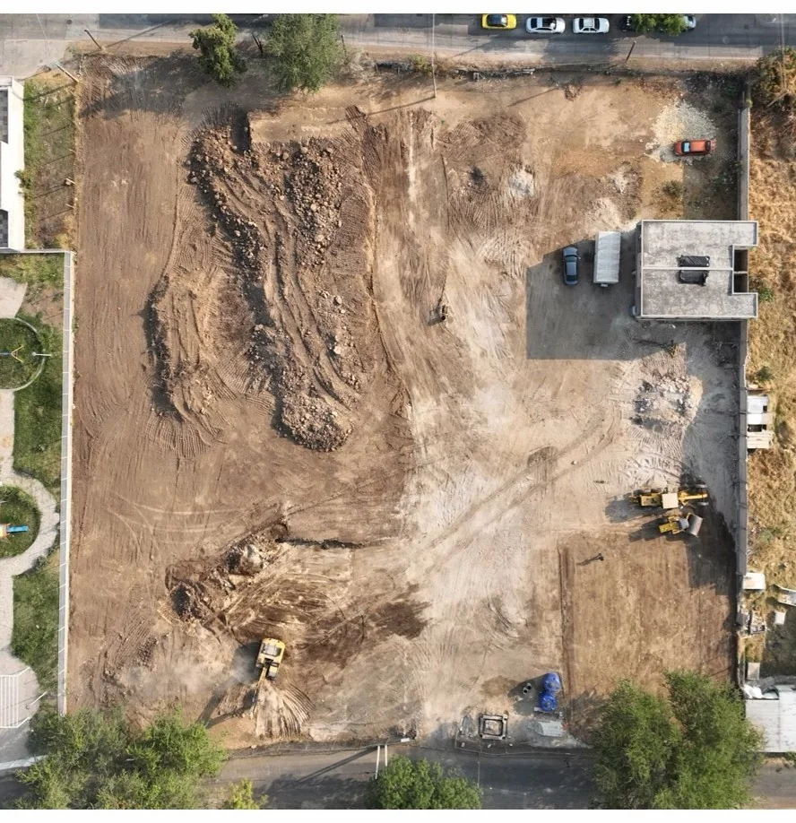 El terreno en excavación, visto desde el aire